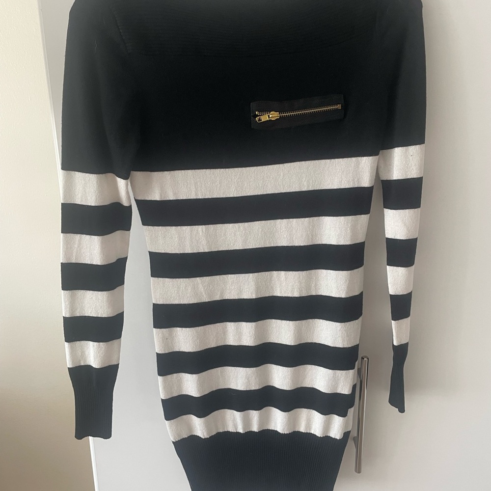 VENUS Black and White Striped Mini Dress